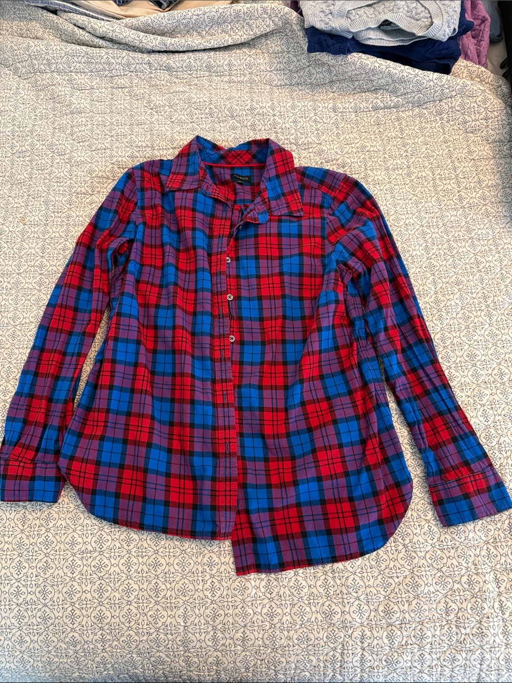Talbots Red and Blue Plaid Flannel Shirt